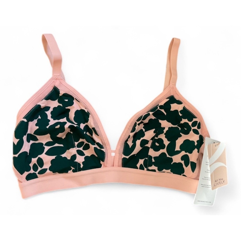 All You Lively Bra 32DD- 34DD Size 1 Unpadded Wireless Pink & Green New w Defect